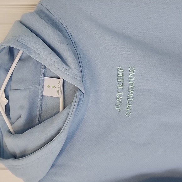 NWOT Unfinished Light Blue Hoodie Size S - Picture 2 of 5
